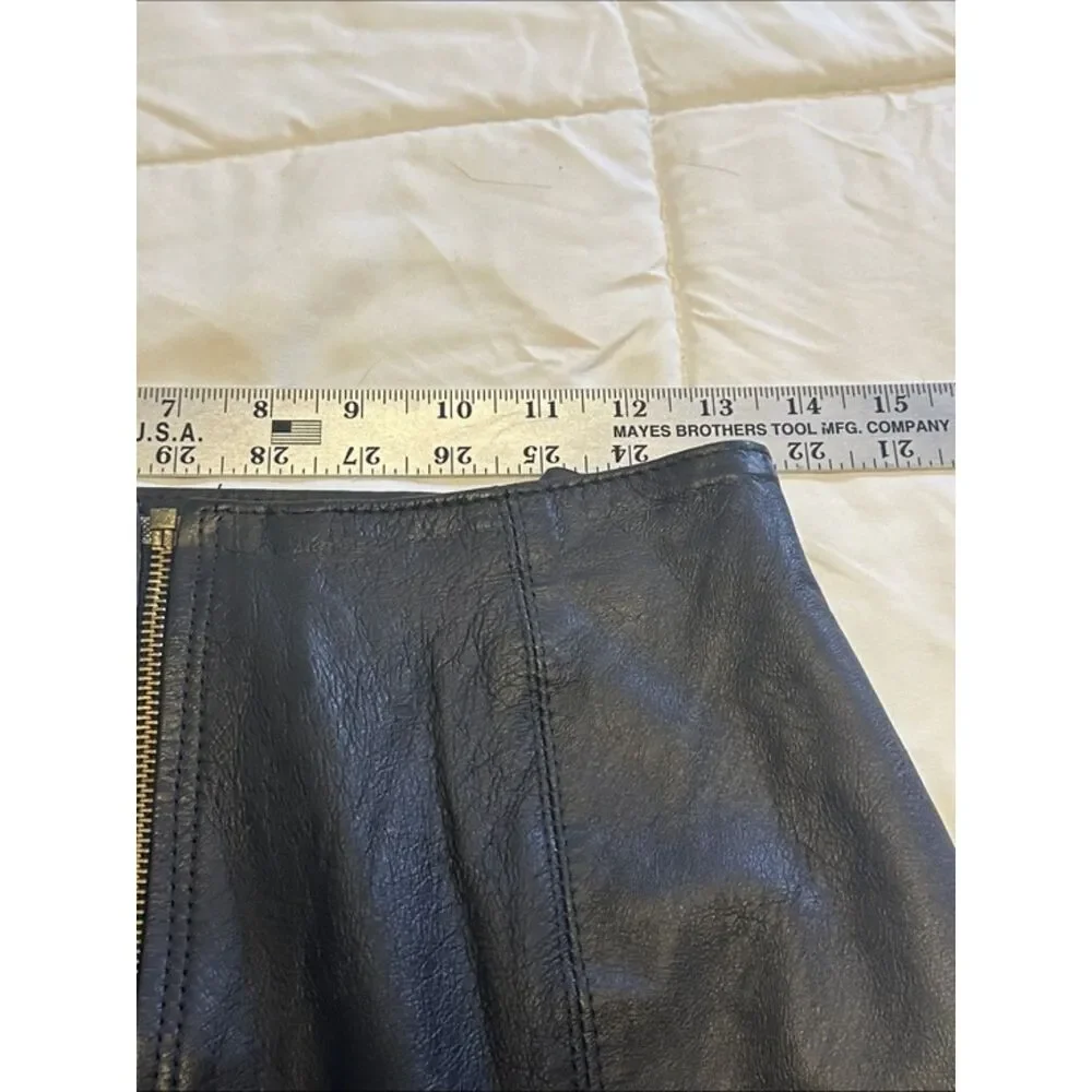 VTG Styleworks Genuine Leather Mini Skirt Womens 8 Biker Retro Grunge Zip 90s